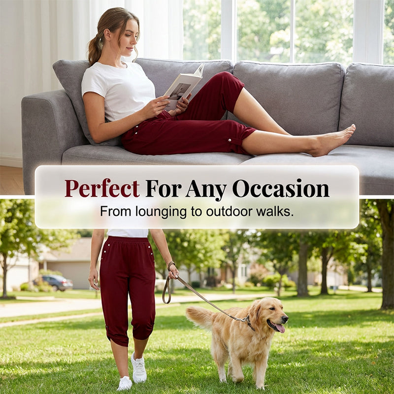 Women's Casual Elastic Waist Capri Pants