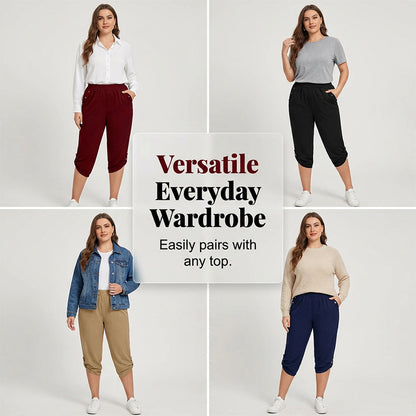 Women's Casual Elastic Waist Capri Pants