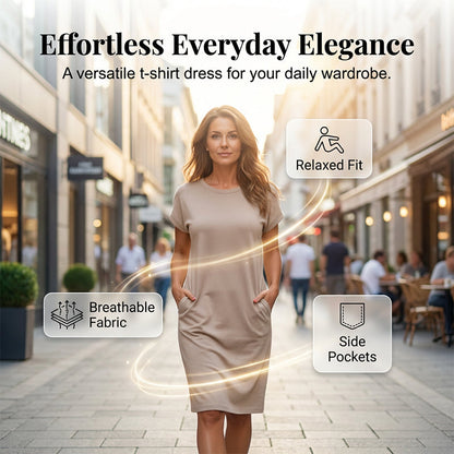 👗 50% OFF NOW! 🛍️ Women's Casual Short Sleeve T-Shirt Dress – Soft, Breathable & Pockets Included 🌿