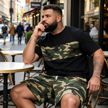 ⏳Time-Limited Special⏰Men's Camouflage Print T-Shirt & Shorts Set