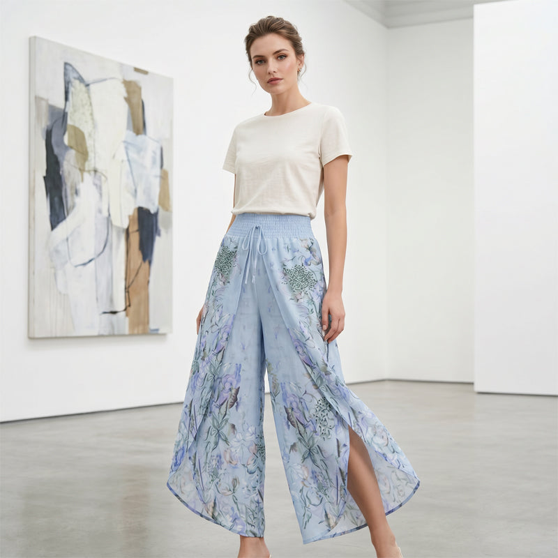 🍂Women's Floral Print High-Waist Wide-Leg Pants