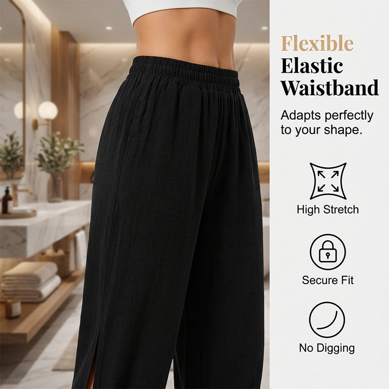 👖 LIMITED-TIME 50% OFF! ✨ Women's Elastic Waist Capri Pants – Breathable, Stretchy, Side Tie Detail 🌿