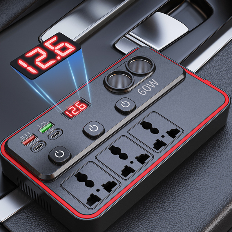 🚗 Multifunctional Car Charger with AC Outlets & USB 🔌