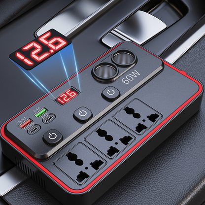 🚗 Multifunctional Car Charger with AC Outlets & USB 🔌