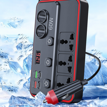 🚗 Multifunctional Car Charger with AC Outlets & USB 🔌
