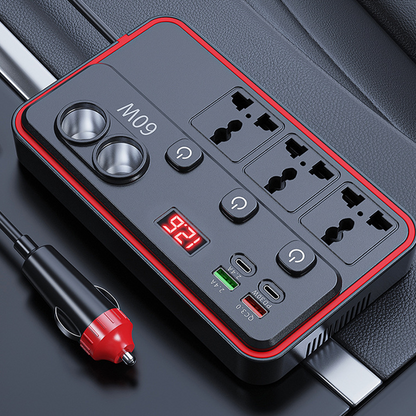 🚗 Multifunctional Car Charger with AC Outlets & USB 🔌