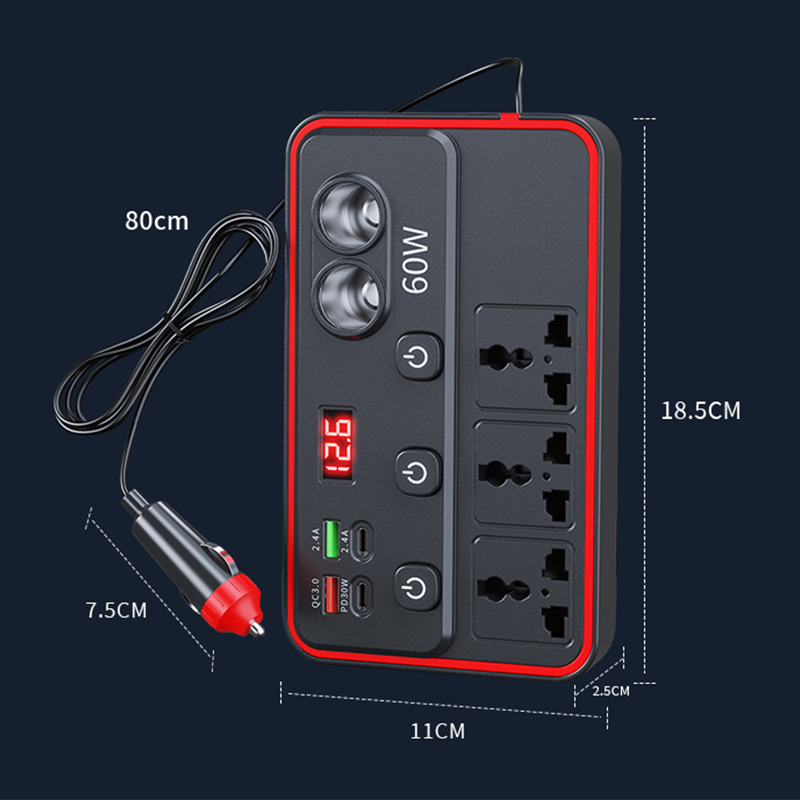 🚗 Multifunctional Car Charger with AC Outlets & USB 🔌