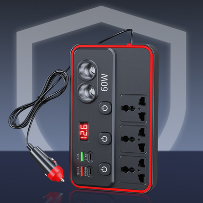 🚗 Multifunctional Car Charger with AC Outlets & USB 🔌
