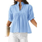 Women's Ruffle Neck Puff Sleeve Blouse