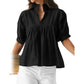 Women's Ruffle Neck Puff Sleeve Blouse