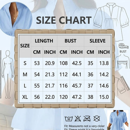Women's Ruffle Neck Puff Sleeve Blouse