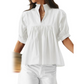 Women's Ruffle Neck Puff Sleeve Blouse