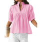 Women's Ruffle Neck Puff Sleeve Blouse