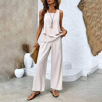 🎯 50% OFF – LOOK OF THE DAY! Women’s Matching Outfit – Flowy Trousers & Camisole Set ✨🌸 【Grab It Now】
