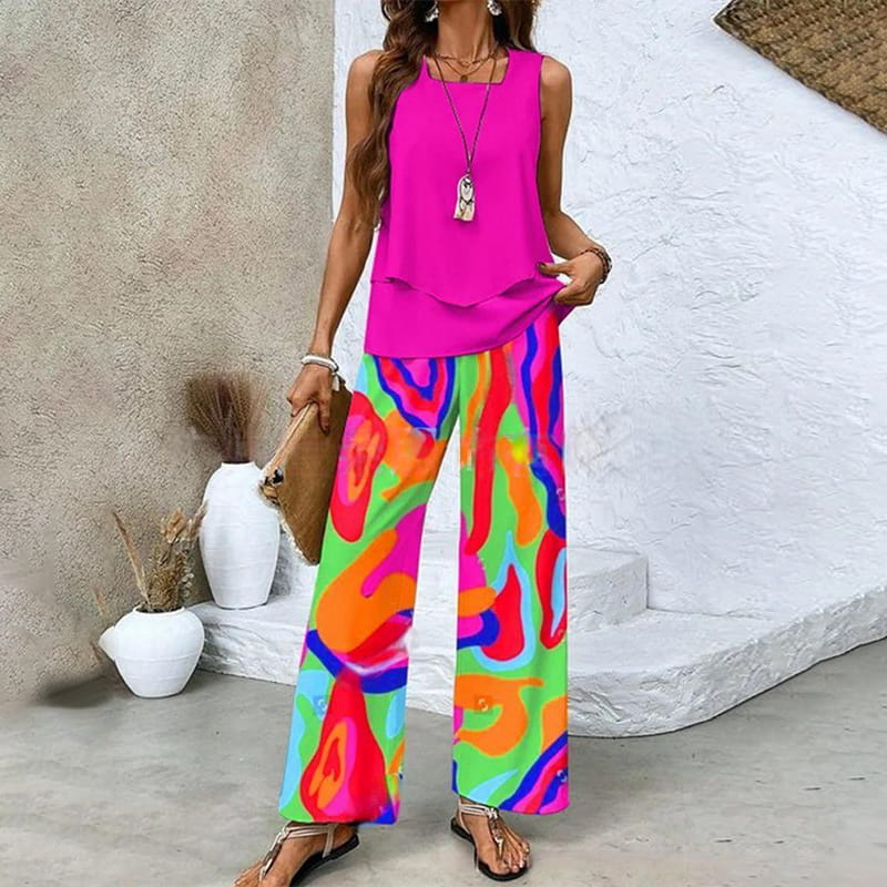 🎯 50% OFF – LOOK OF THE DAY! Women’s Matching Outfit – Flowy Trousers & Camisole Set ✨🌸 【Grab It Now】