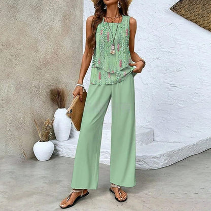 🎯 50% OFF – LOOK OF THE DAY! Women’s Matching Outfit – Flowy Trousers & Camisole Set ✨🌸 【Grab It Now】