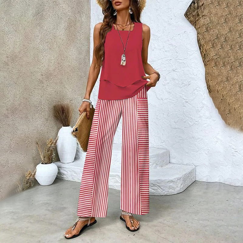 🎯 50% OFF – LOOK OF THE DAY! Women’s Matching Outfit – Flowy Trousers & Camisole Set ✨🌸 【Grab It Now】