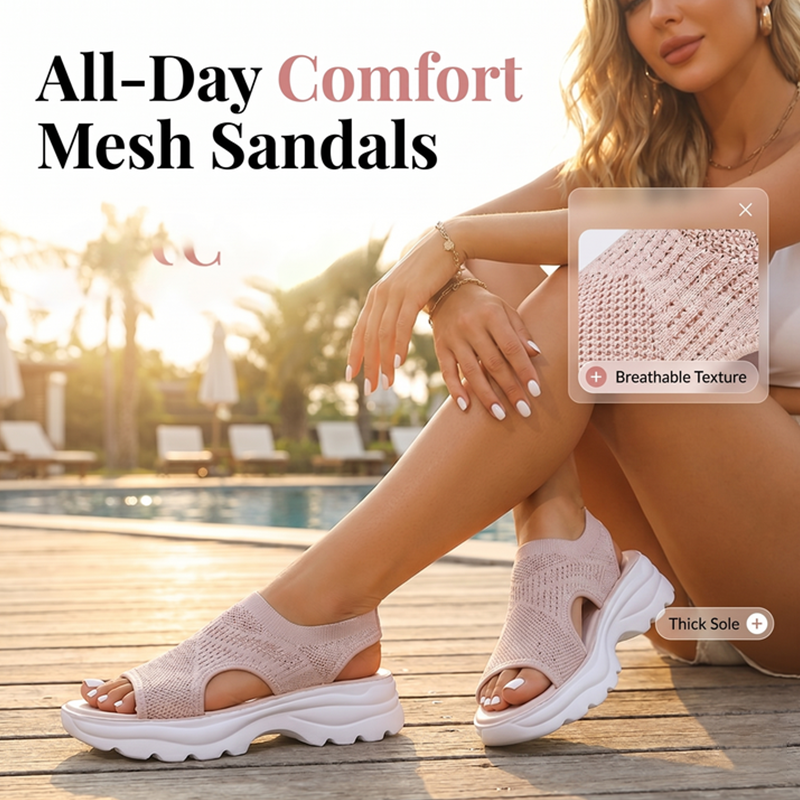 🔥Limited TimePromotion 49% OFF-Women's Breathable Mesh Platform Sandals