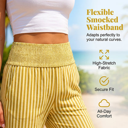 🎁 Hot Sale 50% OFF❤️Women's Smocked Waist Striped Gingham Pants
