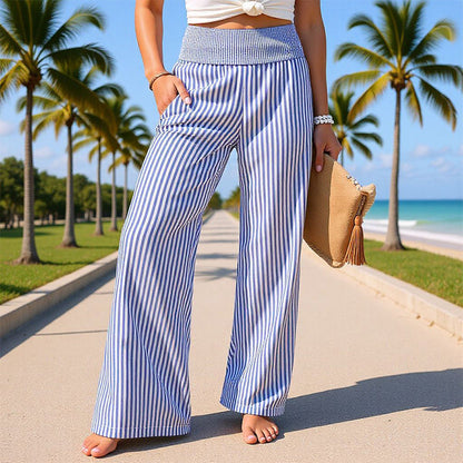 🎁 Hot Sale 50% OFF❤️Women's Smocked Waist Striped Gingham Pants