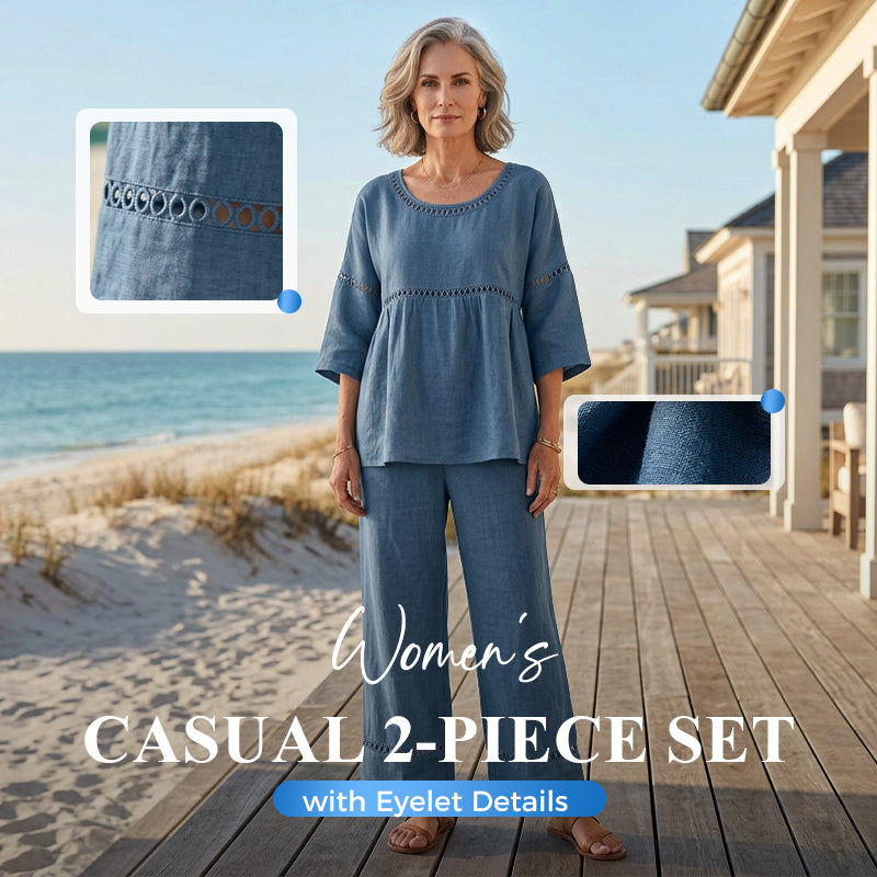 🔥New Arrivals: 50% Off!!🔥Women's Casual 2-Piece Set with Eyelet Details