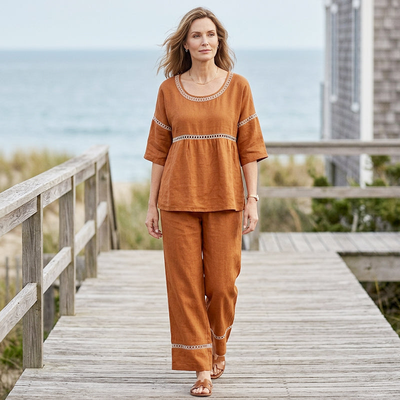 🔥New Arrivals: 50% Off!!🔥Women's Casual 2-Piece Set with Eyelet Details