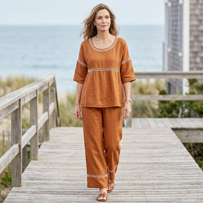 🔥New Arrivals: 50% Off!!🔥Women's Casual 2-Piece Set with Eyelet Details
