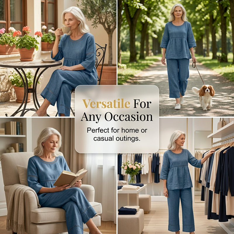 🔥New Arrivals: 50% Off!!🔥Women's Casual 2-Piece Set with Eyelet Details