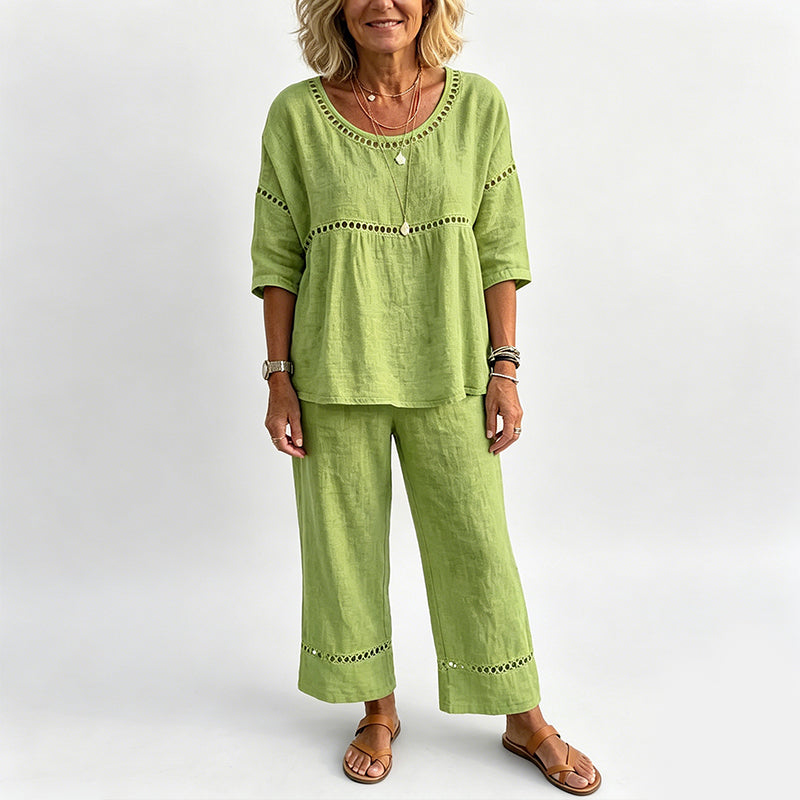 🔥New Arrivals: 50% Off!!🔥Women's Casual 2-Piece Set with Eyelet Details