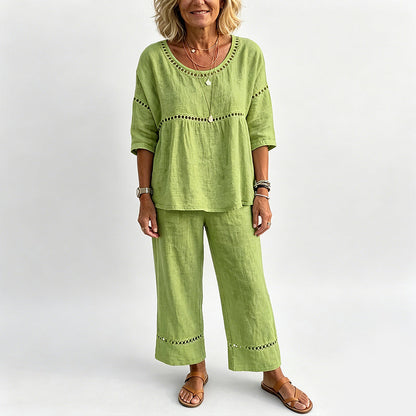 🔥New Arrivals: 50% Off!!🔥Women's Casual 2-Piece Set with Eyelet Details