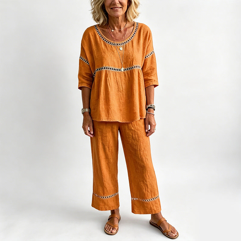 🔥New Arrivals: 50% Off!!🔥Women's Casual 2-Piece Set with Eyelet Details