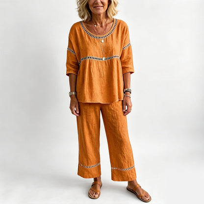 🔥New Arrivals: 50% Off!!🔥Women's Casual 2-Piece Set with Eyelet Details