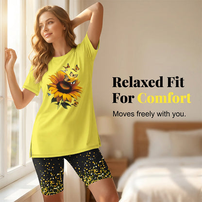 Women's Casual Printed Tunic Top & Shorts Set