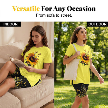 Women's Casual Printed Tunic Top & Shorts Set