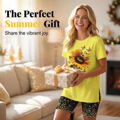 Women's Casual Printed Tunic Top & Shorts Set