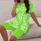 Women's Casual Printed Tunic Top & Shorts Set