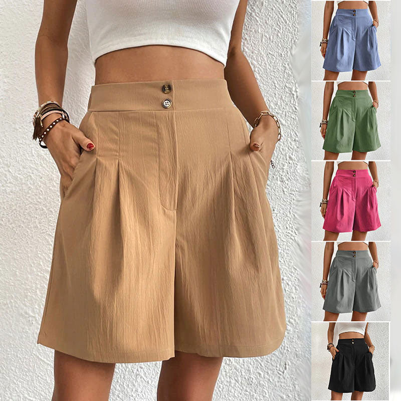 Women's Summer High-Waist Wide-Leg Short Pants