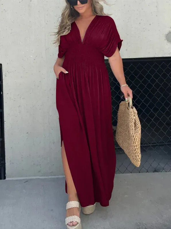 💗 SLIT V-NECK EFFORTLESS MAXI LONG DRESS