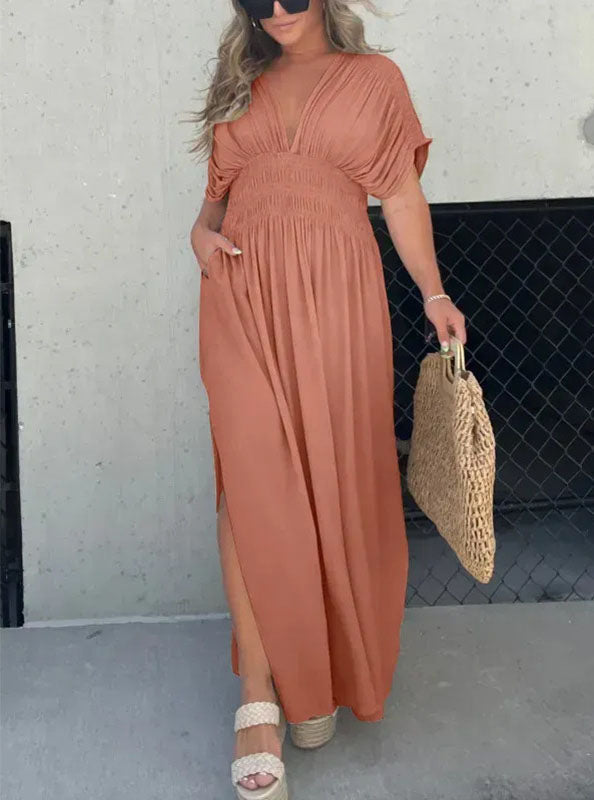 💗 SLIT V-NECK EFFORTLESS MAXI LONG DRESS