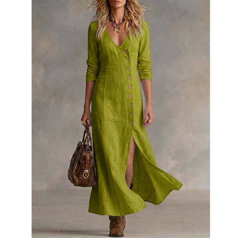 Vintage-Inspired Long Sleeve Shirt Dress