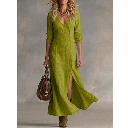 Vintage-Inspired Long Sleeve Shirt Dress