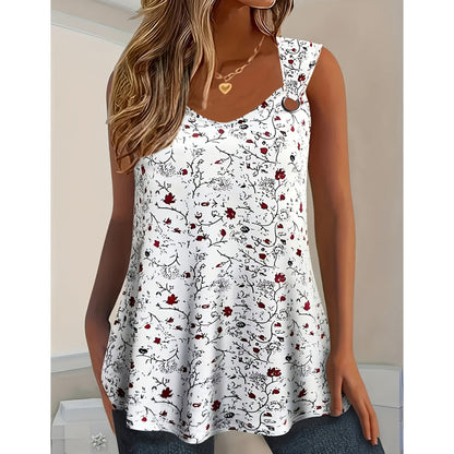 🌸 50% OFF NOW!✨ Women's Floral Print Tank Top – Chic V-Neck & Flowy Fit – Summer Wardrobe Essential 🌞