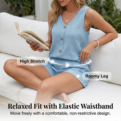 Women's Casual V-Neck Sleeveless Two-Piece Set