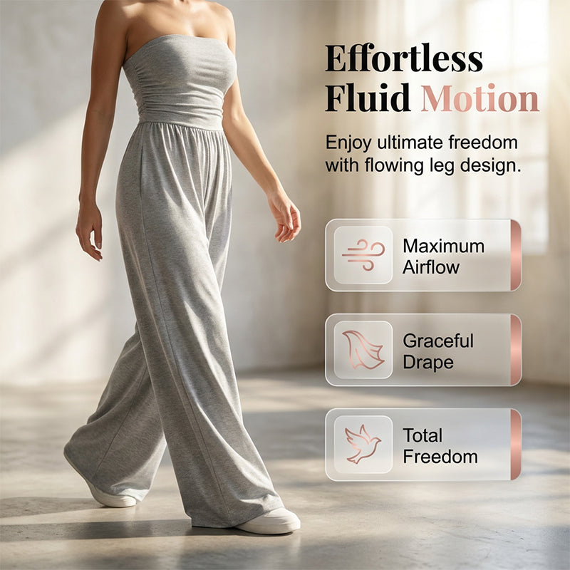 Strapless Wide-Leg Jumpsuit with High Waist