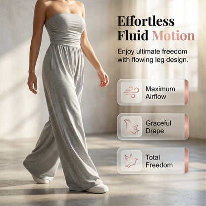 Strapless Wide-Leg Jumpsuit with High Waist
