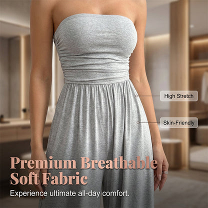 Strapless Wide-Leg Jumpsuit with High Waist