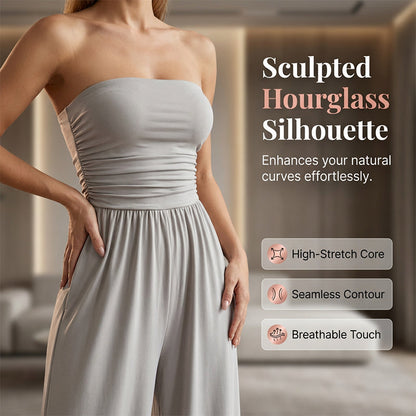 Strapless Wide-Leg Jumpsuit with High Waist