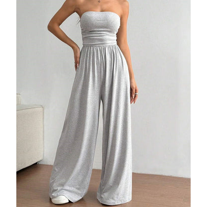 Strapless Wide-Leg Jumpsuit with High Waist