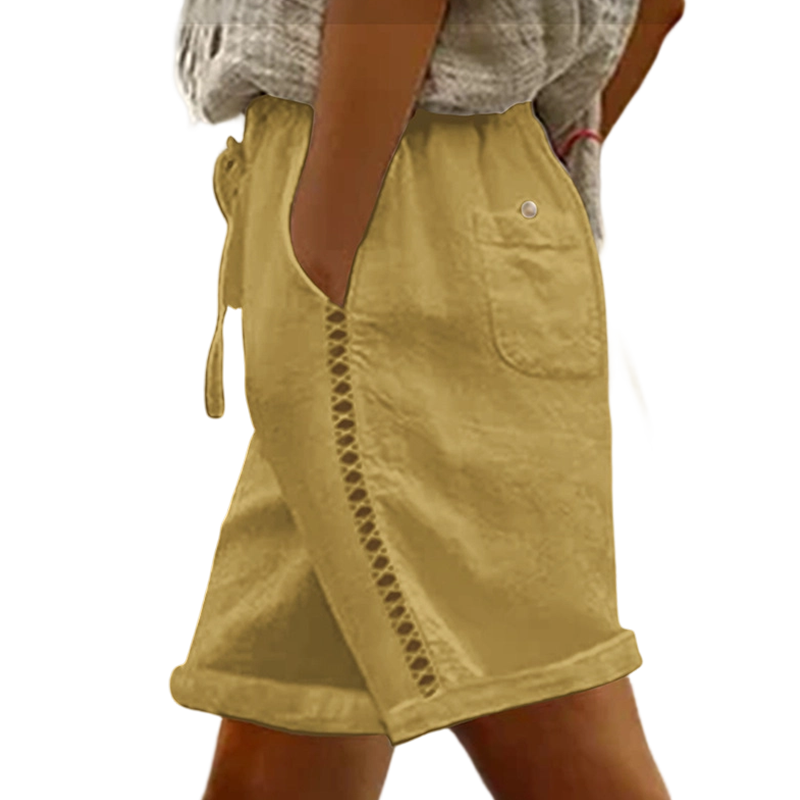 Women's Casual Drawstring Shorts with Lace Detail
