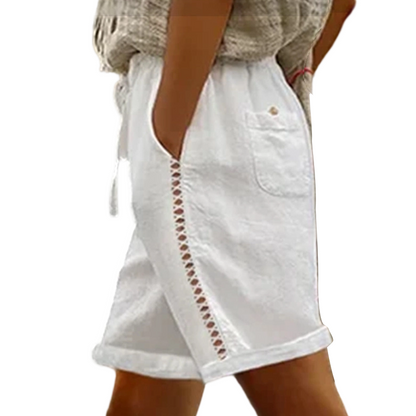 Women's Casual Drawstring Shorts with Lace Detail